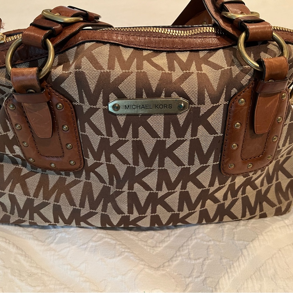 Michael Kors satchel handbag with leather accents